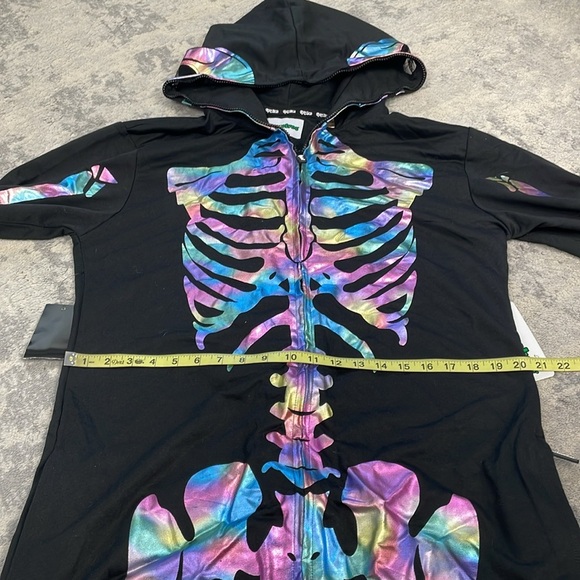 NWT Tipsy Elves Iridescent Skeleton Costume Onesie Jumpsuit Halloween Sz L - Picture 10 of 12
